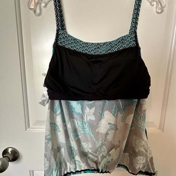 Beach House Tankini Swim Top Size 12 Adj Drawstring Hem Lined Bust Support - Picture 10 of 14